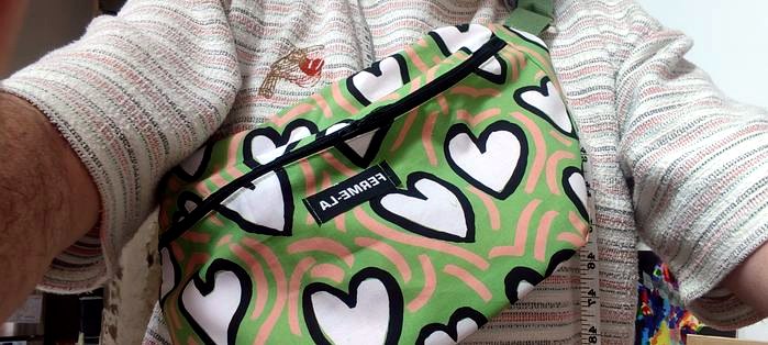 Sac banane FermeLa, tissu Cœurs Verts