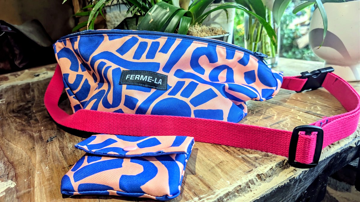 Sac banane FermeLa, tissu Abstrait Bleu Set