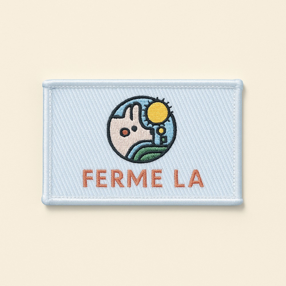 Écusson brodé FERME-LA rectangulaire