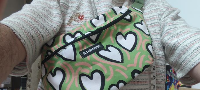 Sac banane FermeLa, tissu Cœurs Verts